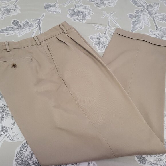 Lands' End Men's Pleated Waist Cuffed Cotton Twill Pants 34 x 30 - Picture 9 of 10